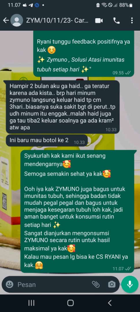 Testimoni Madu Zymuno bantu haid kembali lancar