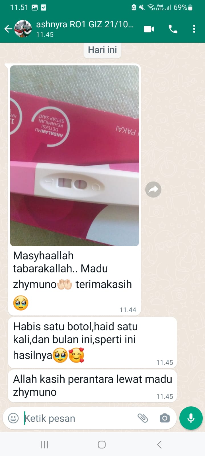 Testimoni kehamilan setelah pemakaian 1 botol