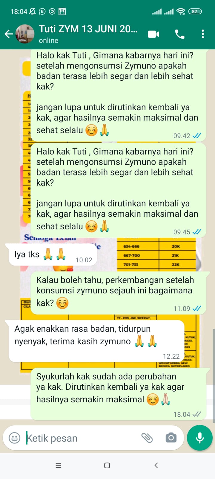 (Testimoni Badan Lumayan Enak dan Tidur Menjadi Enak, sumber : tim Zymuno)