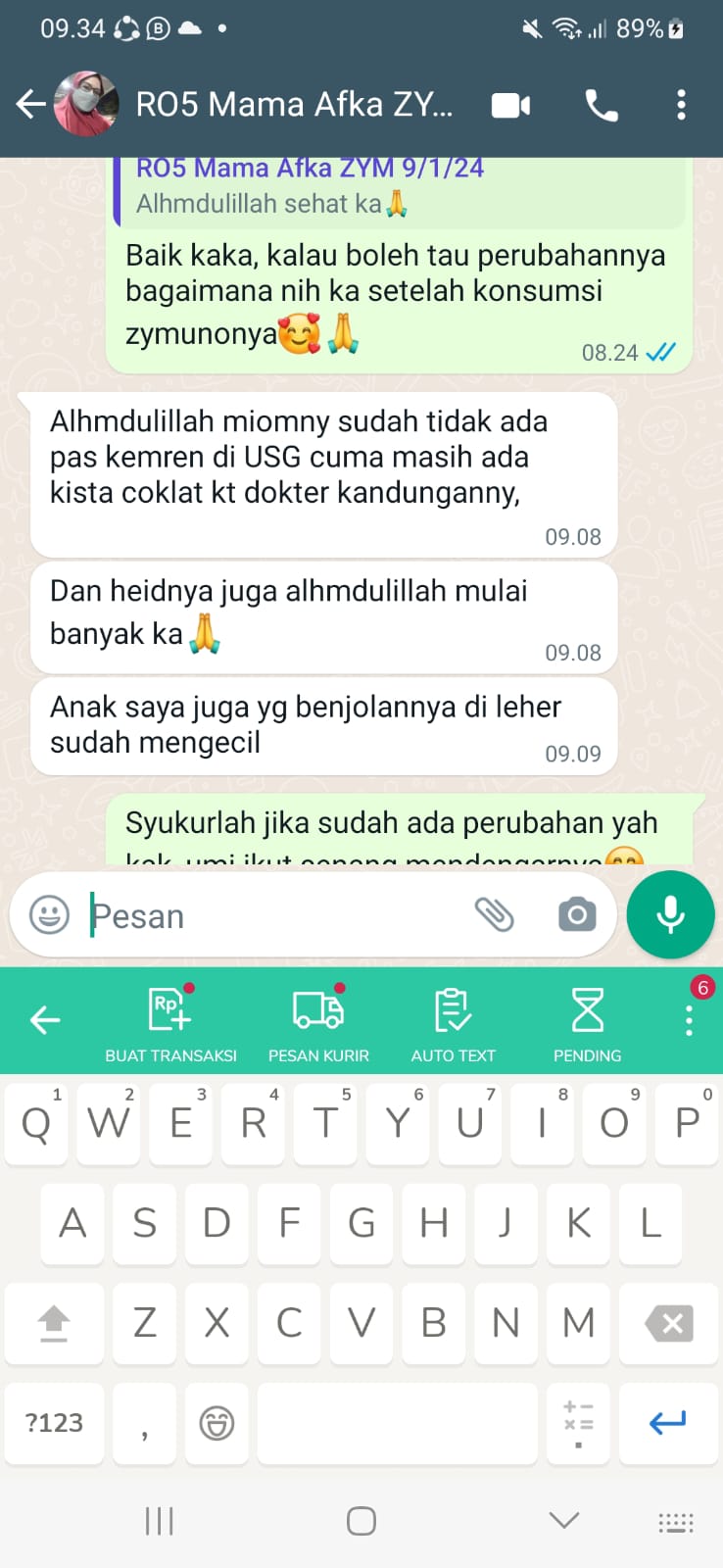 (Testimoni Miom Sudah Tidak Ada, sumber : tim Zymuno)