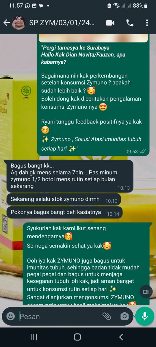 (Testimoni Zymuno Haid Kembali Lancar, sumber : tim Zymuno)