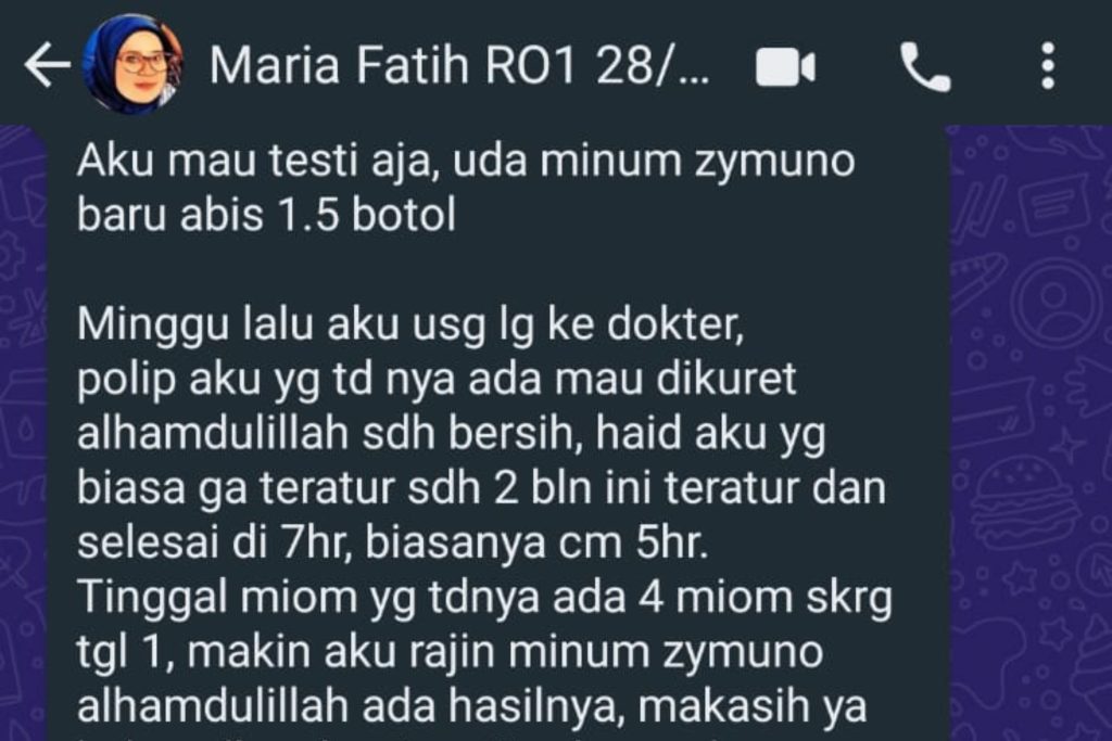 (Testimoni Zymuno untuk kesehatan wanita, Sumber: Tim Zymuno)