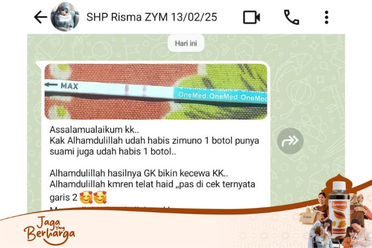 (Testimoni Kak Risma yang berhasil garis dua, sumber : tim Zymuno)