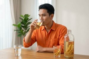 (Ilustrasi seseorang mengolah gingseng, Sumber: AI Google Gemini)